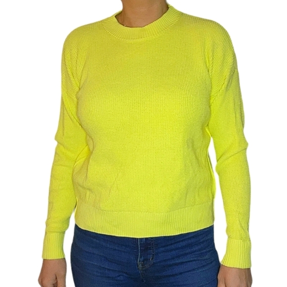 Treasure&Bond Knit Sweater Scoop Neck Long Sleeve Size Medium Yellow - Picture 1 of 4